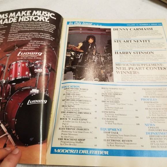 February 1988 Modern Drummer Denny Carmasi, Stu Nevitt, Harry Stinson - Picture 4 of 8